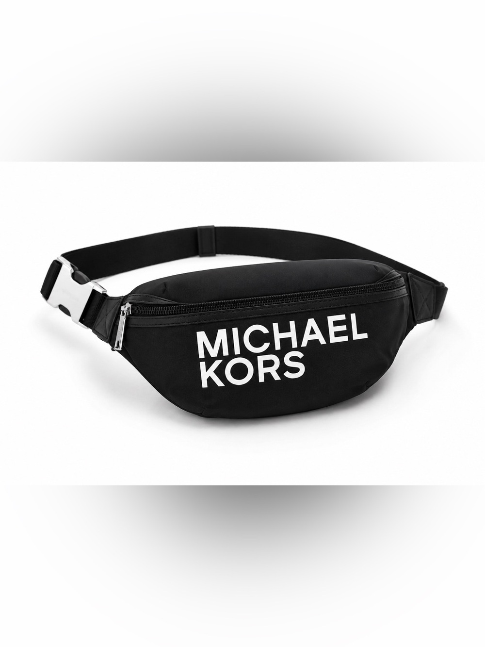 Michael Kors Logo Tech Nylon Belt Bag Black White Fanny Pack NWOT